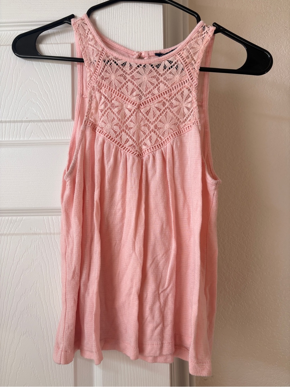 Aeropostale Light Pink Crochet Yoke Tank